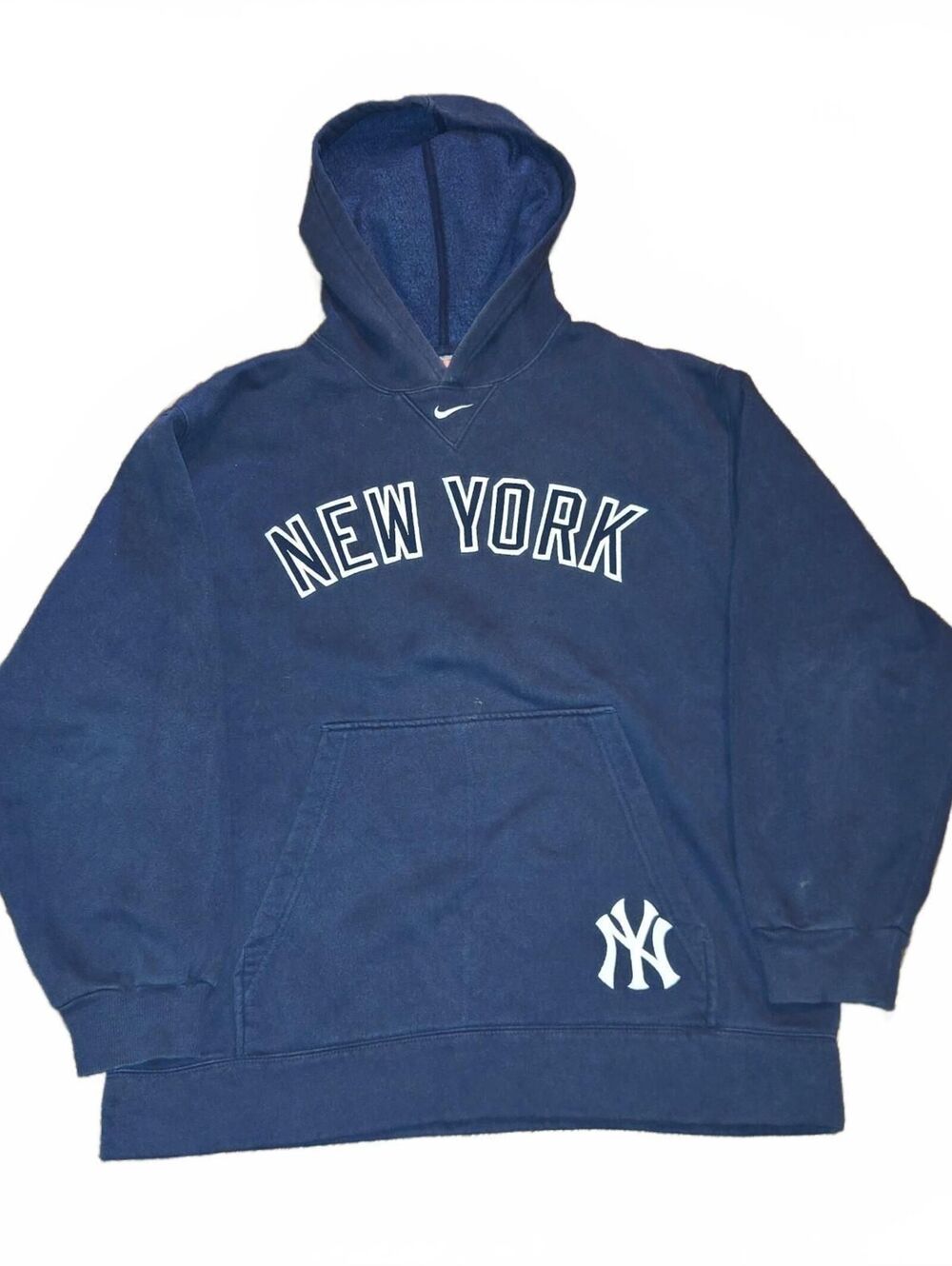 Rare 1990s New York Yankees Nike Center Swoosh Hoodie Men's Medium Navy Vintage
